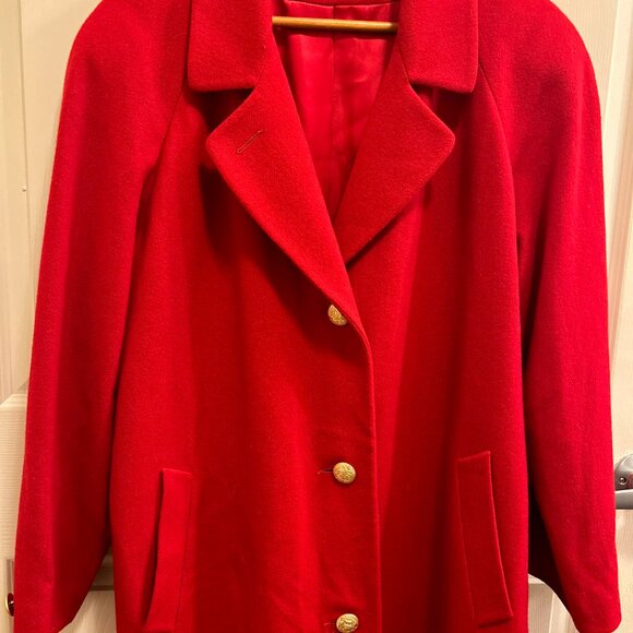 RED 100% Wool JG Hook Size 14 Vintage Dress Coat - Picture 8 of 8